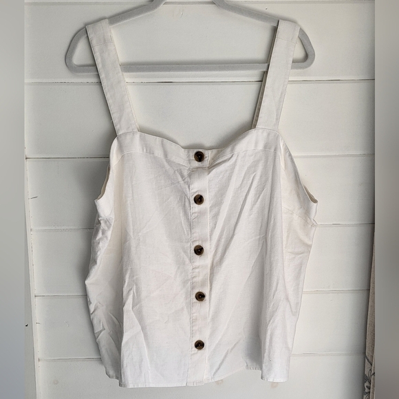 J Crew Linen Button Front Wide Strap Tank Size 2X - Picture 1 of 11